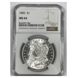 1885 Morgan Silver $1 NGC MS64