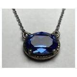 Sterling Silver Blue Gemstone Pendant & Chain