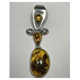 Baltic Amber Sterling Silver Pendant