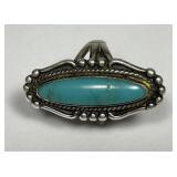 Turquoise Oval Cabochon Sterling Ring Sz 5.5