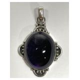 Amethyst Cabochon Sterling Silver Pendant