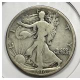 1916 Walking Liberty Silver Half Good G