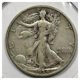 1934-S Walking Liberty Silver Half Fine F