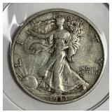 1933-S Walking Liberty Silver Half Extra Fine XF
