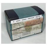 Original Shipping Box of Five 1980 Proof Sets