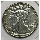 1942 Walking Liberty Silver Half AU