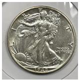 1942-S Walking Liberty Silver Half CH AU