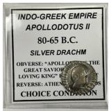 ANCIENT: Apollodotus II Silver Drachm 80-65 BC