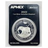 SOMALIA: 2022 Silver 100 Shillings 1 oz Elephant