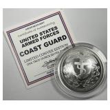 US Coast Guard Convex 1 oz Silver Art Round w/COA