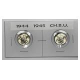 1944 & 1945 Mercury Silver Dime Pair Uncirculated