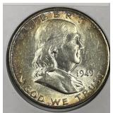 1949-S Franklin Silver Half Choice AU Toner