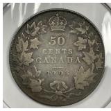 CANADA: 1903-H Silver Fifty Cent Fine F