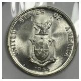 PHILLIPPINES: 1944-S Silver 50 Centavos UNC BU