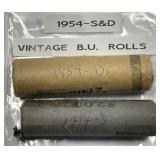 1954 D & S Jefferson Nickel Vintage Roll Pair BU