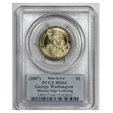 2007 Washington $1 Missing Edge Lettering PCGS