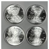 Four 1/4 oz Silver Walking Liberty .999 Rounds