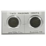 Two Masonic Penny Tokens NYC & Richmond IN