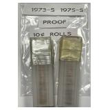 1973-S & 1975-S Roosevelt Dime Proof Roll Pair