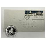 Apollo 11 50th Silver 1 oz Medal & First Day Cover