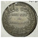 DENMARK: 1888 Silver 2 Kroner VF