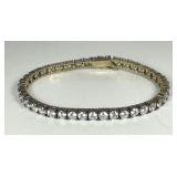 Sterling Silver Gold Plated CZ 7" Tennis Bracelet