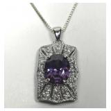 Sterling Silver Amethyst Pendant & Chain