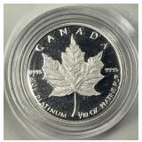 1989 $5 Proof Platunum 1/10 oz Canadian Maple Leaf