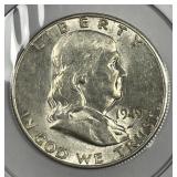 1949-S Franklin Silver Half About Uncirculated AU