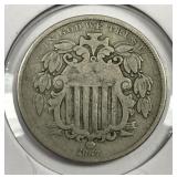 1867 Shield Nickel WITH RAYS Variety Good G