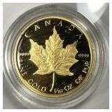 1989 $5 Proof Gold 1/10 oz Canadian Maple Leaf