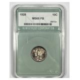 1928 Mercury Silver Dime Full Bands Toned BU