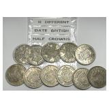 GREAT BRITAIN: Eleven Different Clad Half Crowns