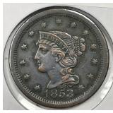 1853 Braided Hair Large Cent Extra Fine XF
