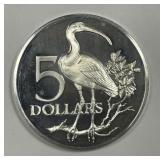 TRINIDAD & TOBAGO: 1974 Silver Proof $5 Ibis