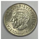 SWEDEN: 1956 Silver 2 Kroner Uncirculated UNC