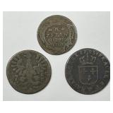 WORLD: Trio of Three Old Copper Coins 1700