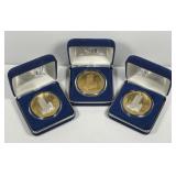 Trio of Silver & Gold Plated Twin Tower Medals