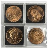 Four Different 1 oz Copper Art Rounds