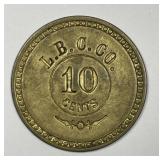 L.B.C. Co 10 Cents Token Counterstamped Andrew