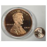 Large 1909-S VDB Proof Lincoln Cent 48mm Medal