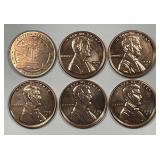 Six 1 Ounce Copper Art Rounds Mostly 1909-S VDB