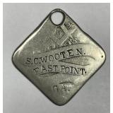 Masonic Tag for S.C. Wooten East Point Georgia