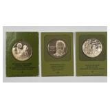 Three Franklin Mint Bronze Proof Medals