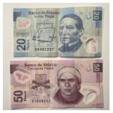 MEXICO: Series 2009 & 2012 20 & 50 Pesos Notes