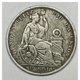 PERU: 1928 Silver Half Sol