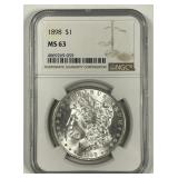1898 Morgan Silver $1 NGC MS63
