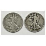 1920 P & S Walking Liberty Silver Half Pair