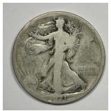 1921-S Walking Liberty Silver Half Key Date AG