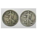 1918 P & S Walking Liberty Silver Half Pair